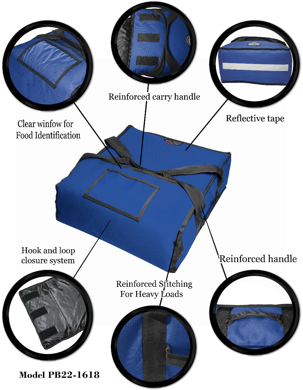 PB22-1618-BLU 16" - 18" Pizza Delivery Bag (Blue) UPC:850024511088